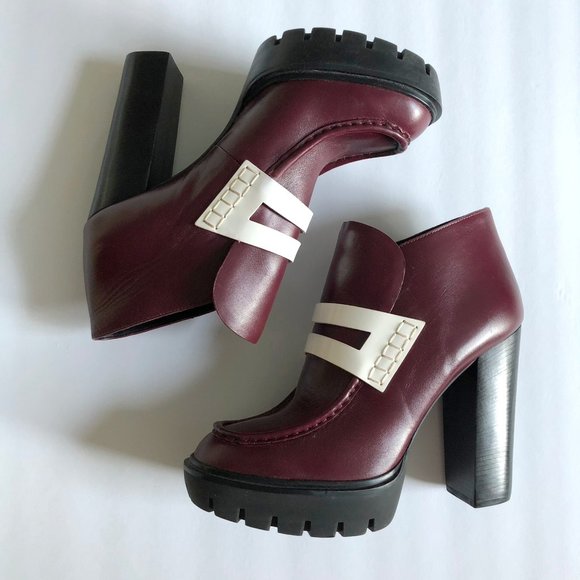 Kenzo bordeaux white platform leather loafer heels - Picture 3 of 10